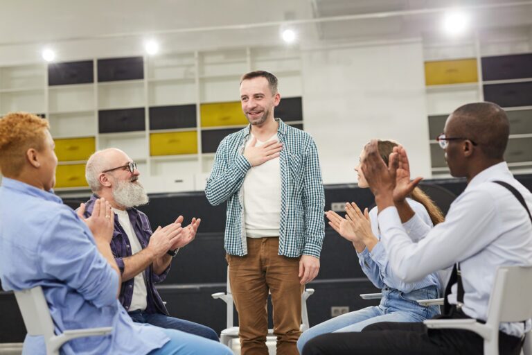 A man in an addiction recovery group.