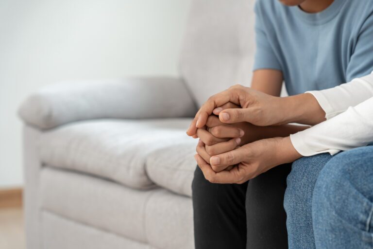 A mother caring for her child who's an addict.